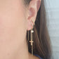 Par o Pieza de arete con cadena cruz Oro de 10k DORADO