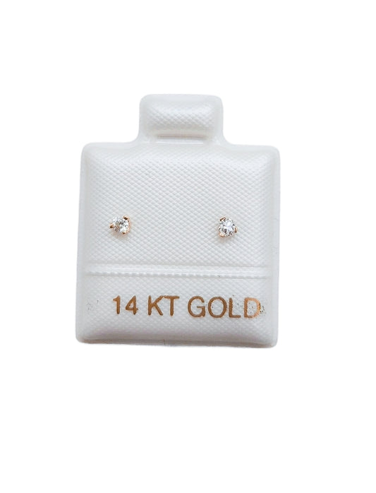 Par de Broquel con diamante natural 7 pts Oro de 14k DORADO