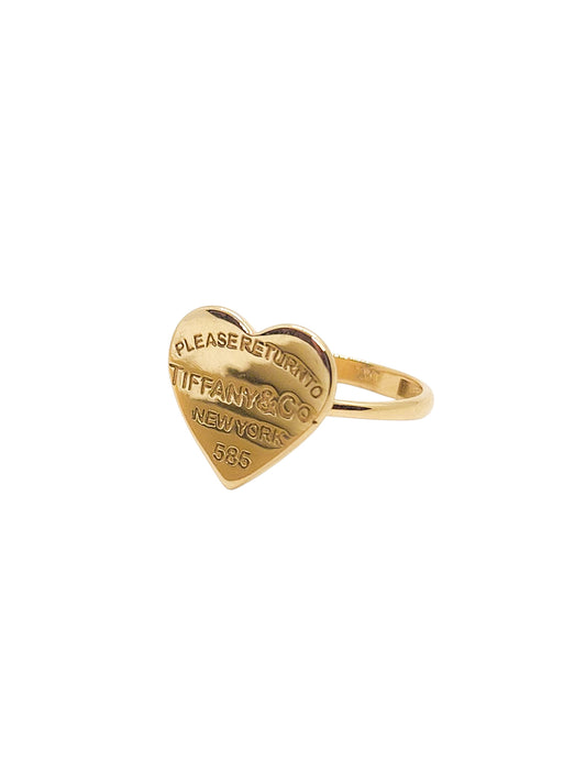 Anillo corazón  GRANDE oro 10k