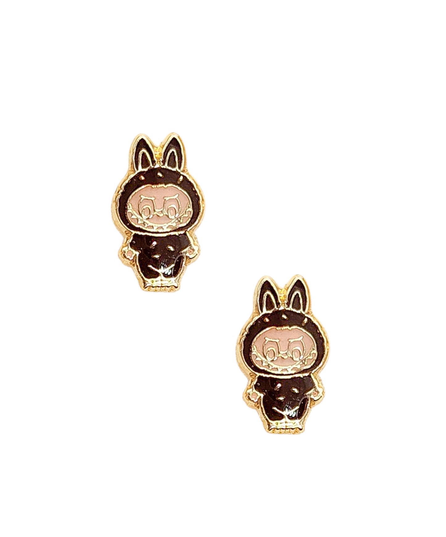 Par o Pieza de Broquel bubu café esmalte oro 10k