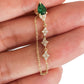 Par o Pieza de arete gota verde esmeralda con cadena y piedras Oro de 10k DORADO