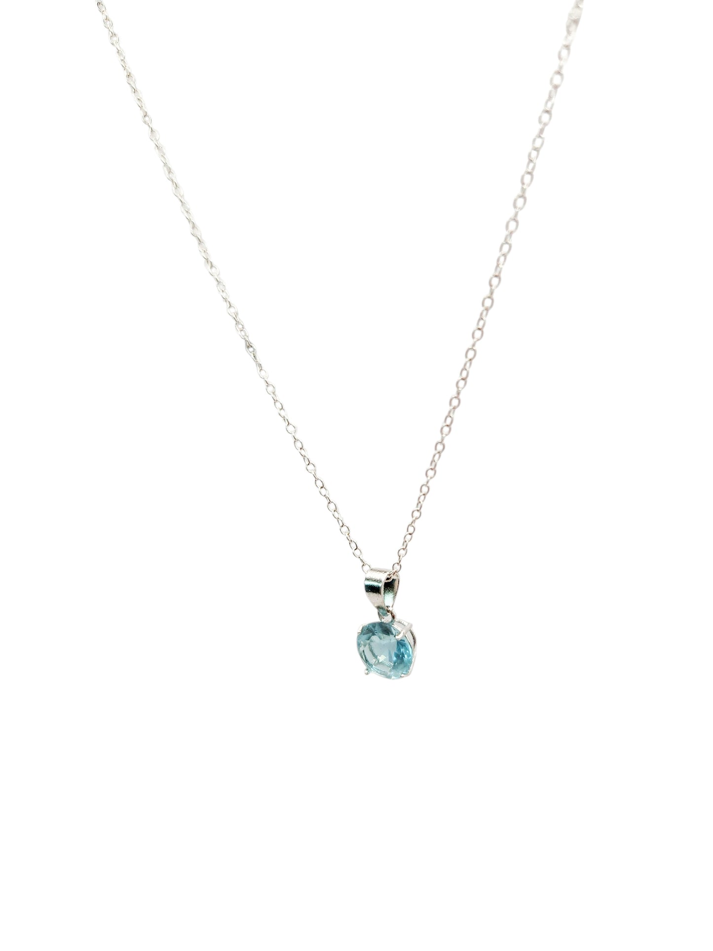 Juego (aretes y gargantilla) con piedra circonita azul  Plata 925
