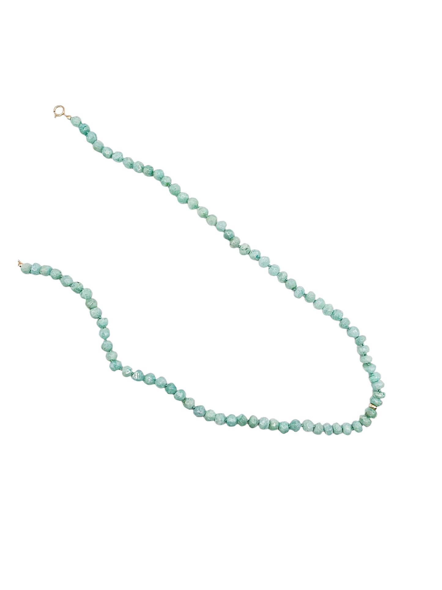 Gargantilla Turmalina natural 5mm, broche y dona de oro 10k