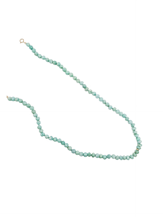 Gargantilla Turmalina natural 5mm, broche y dona de oro 10k