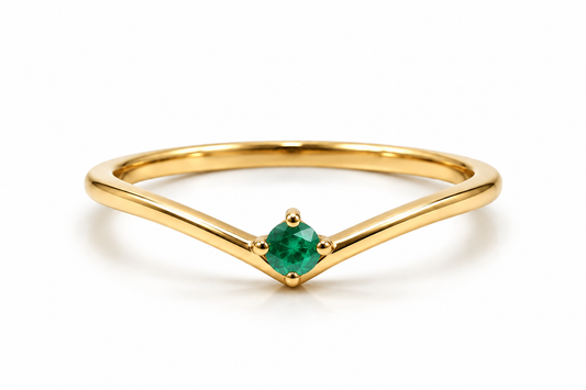 Anillo "V" con Esmeralda natural PREMIUM
