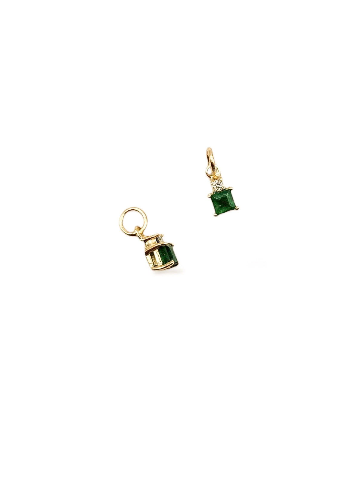 Dije Esmeralda natural corte princess y diamante oro 10k