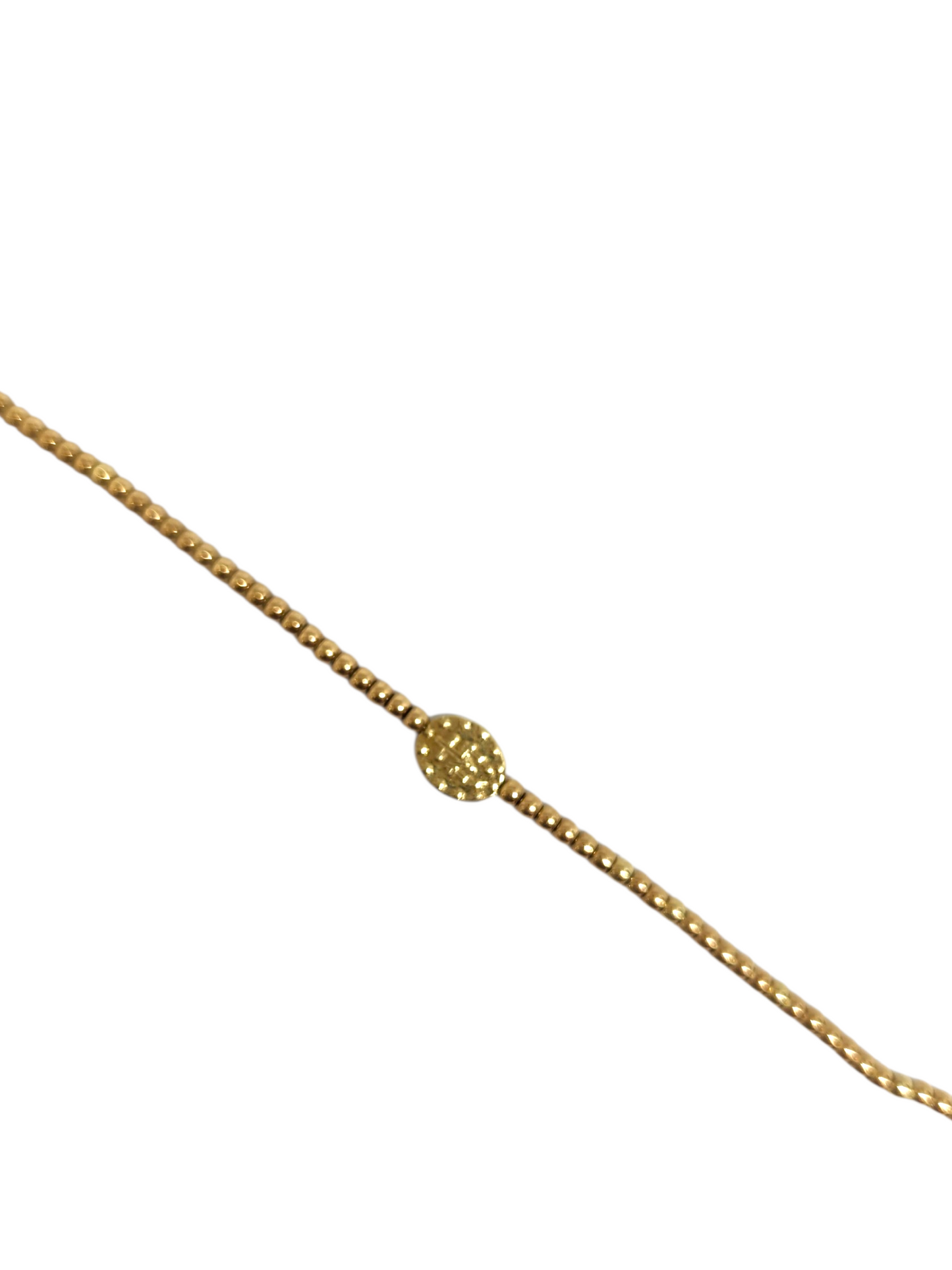 Pulsera bola 2mm con medalla Virgen Gpe oro 10k