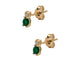 Aretes tu y yo esmeralda natural y diamante de laboratorio oro 10k