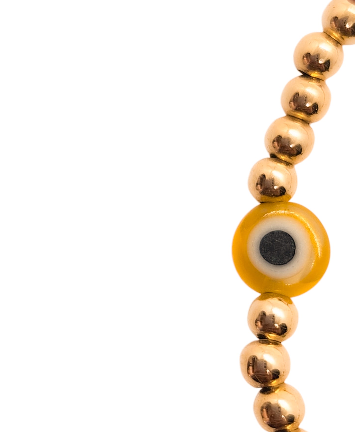 Pulsera ojo turco y bolitas BIMETAL (PLATA Y ORO)