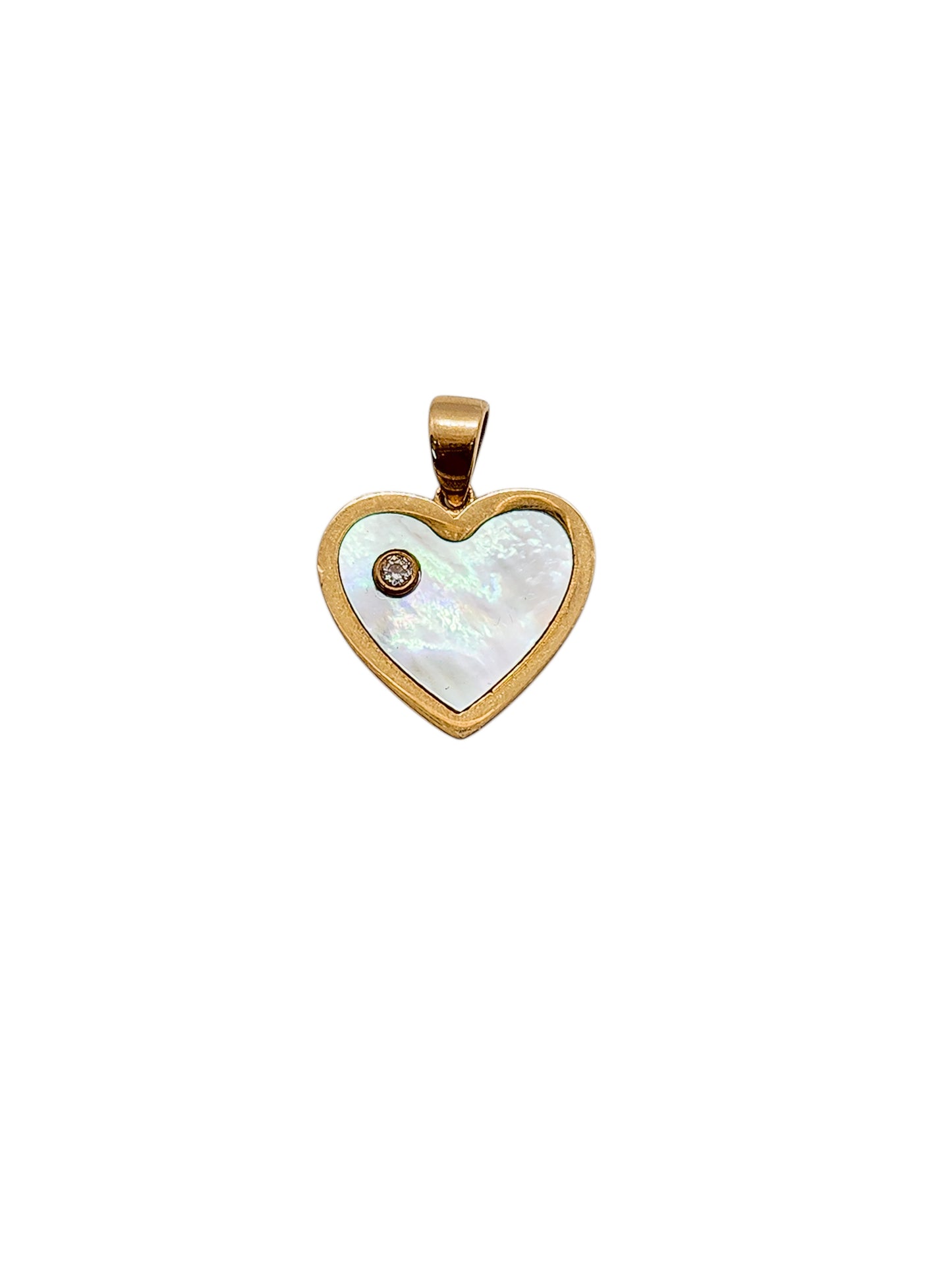 Dije corazón con madre perla oro 10k