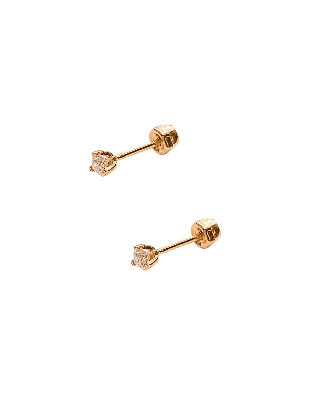 Par de Broquel con diamante natural 18 pts Oro de 14k DORADO