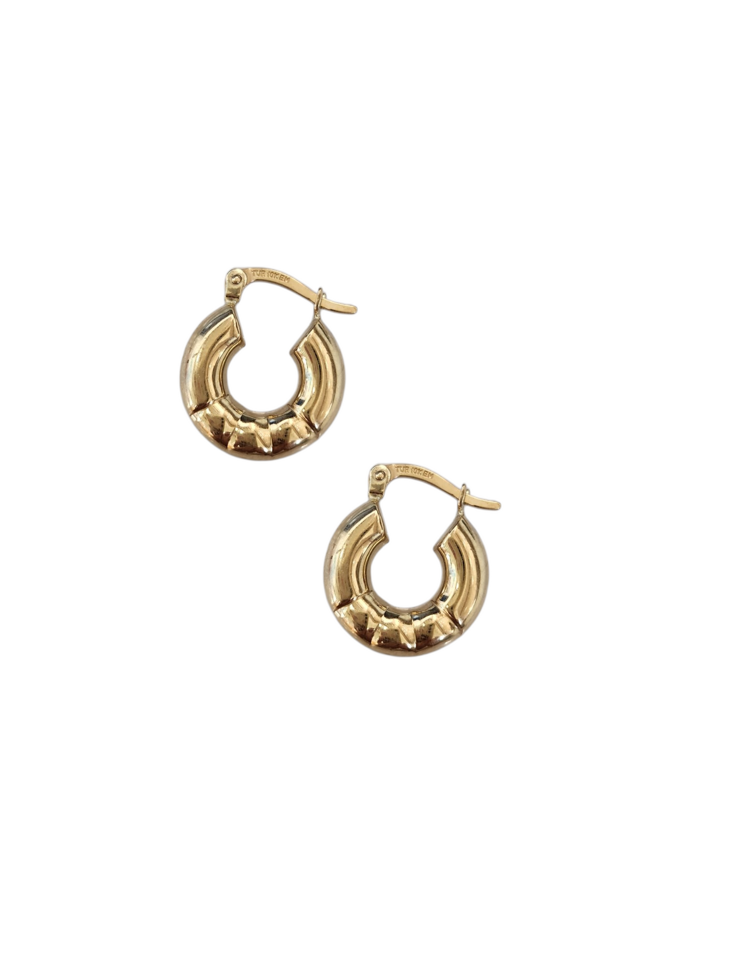 Arracadas con diseño estilo chunky oro 10k