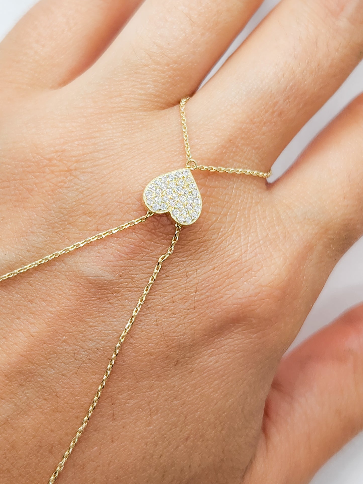 Anillo Pulsera corazón ajustable oro 10k