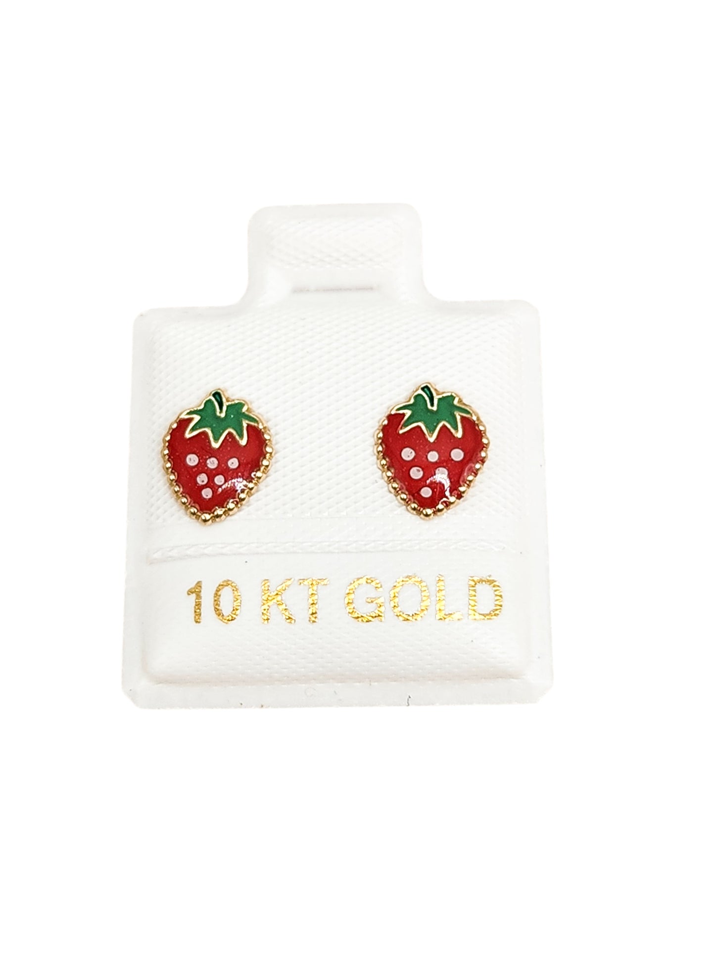 Par de Broquel fresas esmalte oro de 10k DORADO