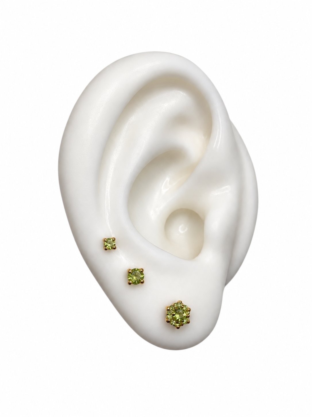 Aretes piedra natural peridoto plata 925 y baño de oro