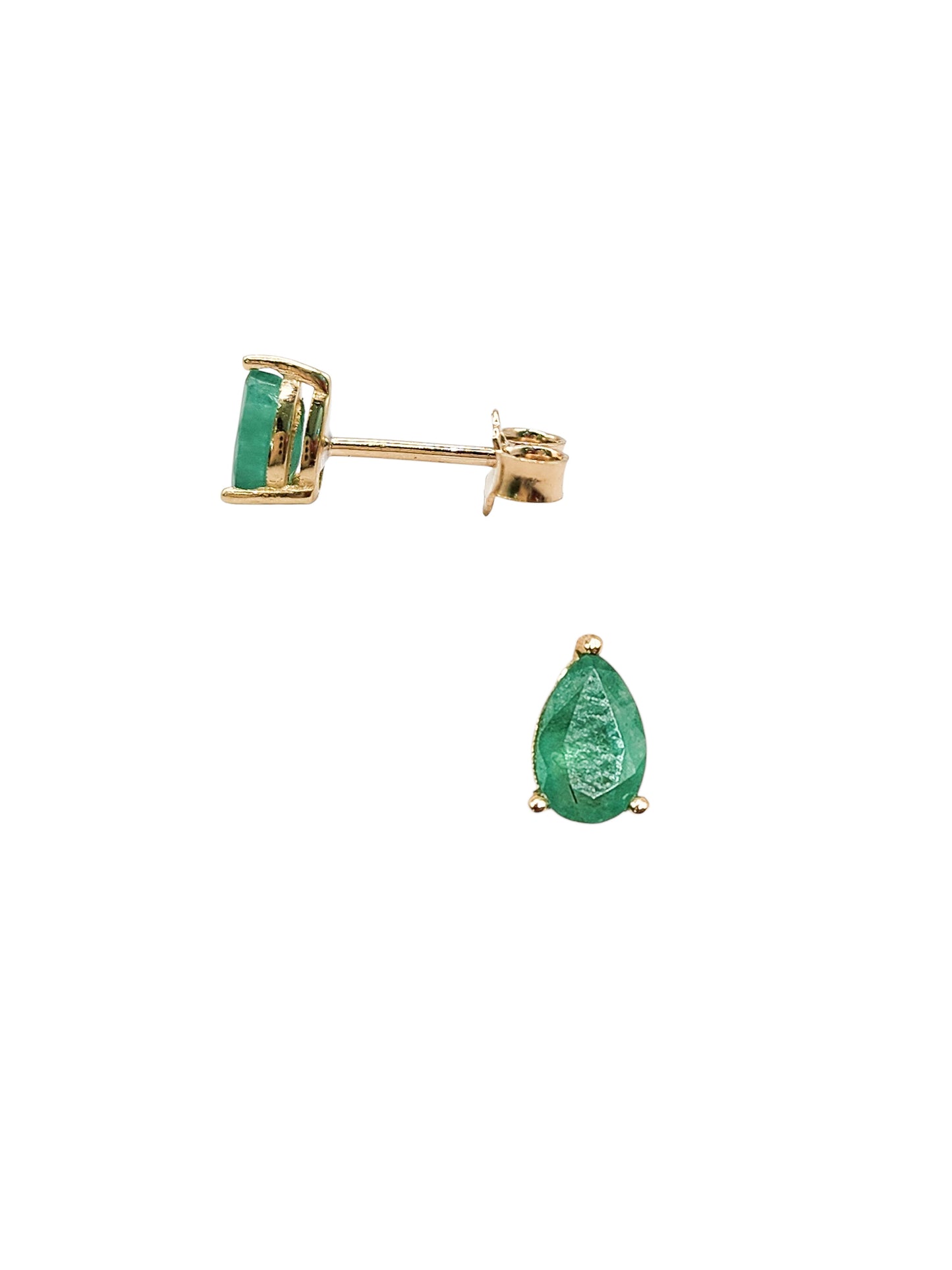 Aretes piedra natural esmeralda oro 10k