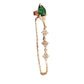 Par o Pieza de arete gota verde esmeralda con cadena y piedras Oro de 10k DORADO