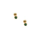 Par de Aretes broquel piedra natural esmeralda plata 925 con baño de oro