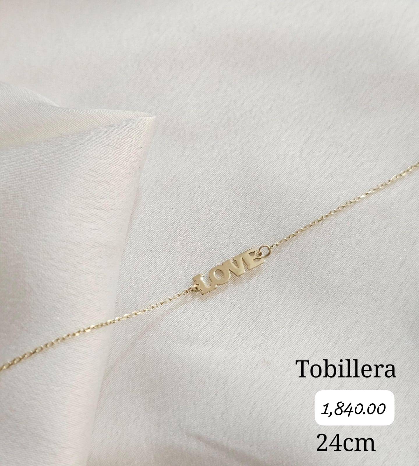 Tobillera LOVE oro 10k