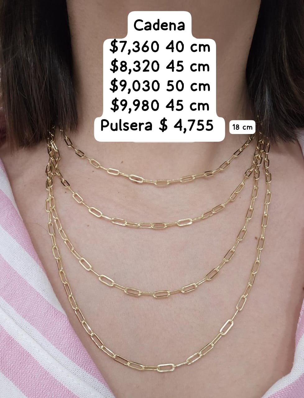Cadena paperclip 3.5 mm oro 10k