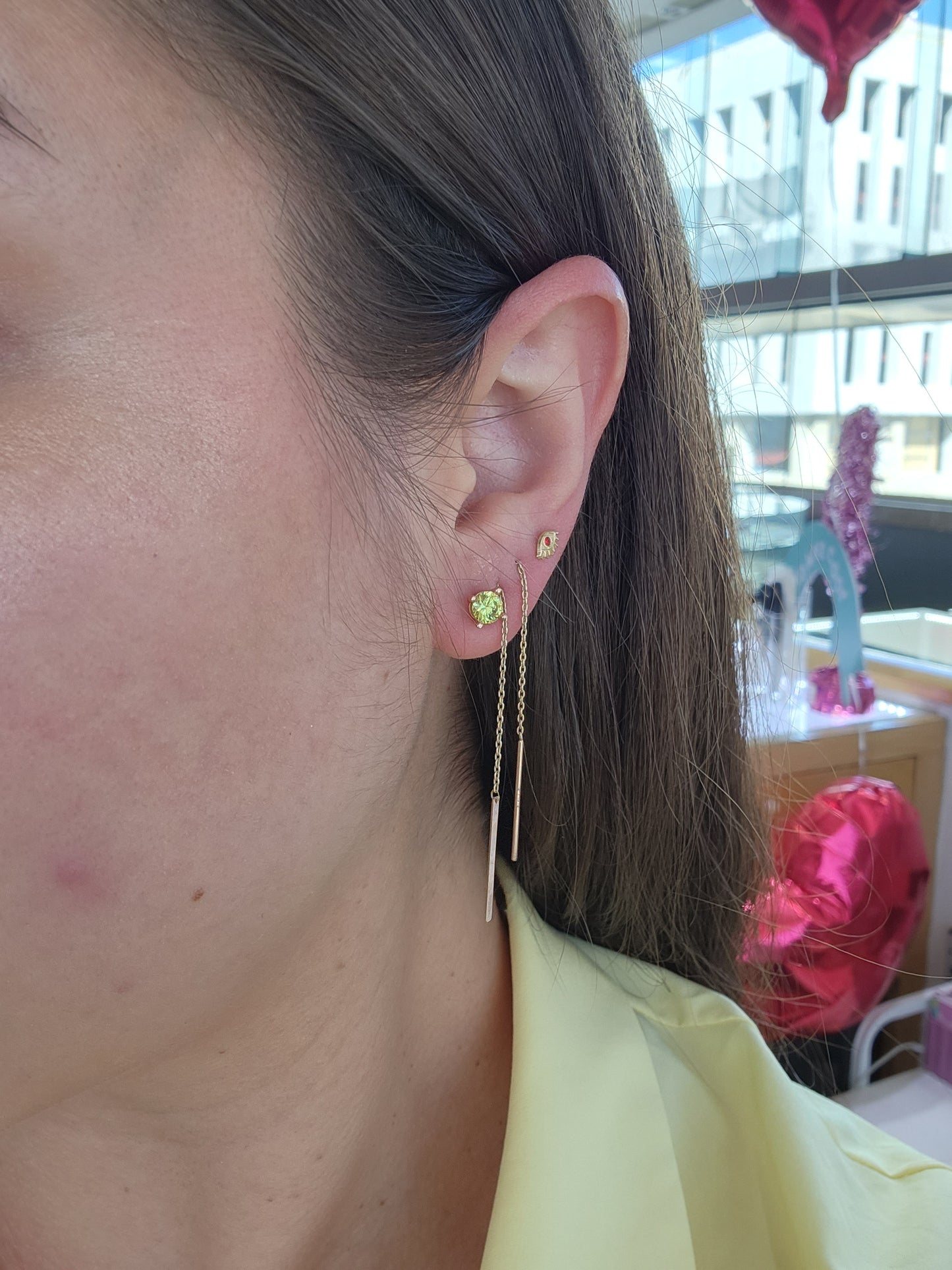 Aretes piedra natural peridoto plata rosa 925 5mm