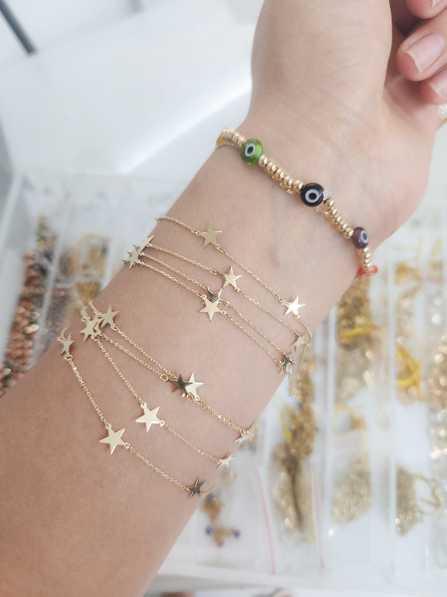 Pulsera estrellas oro 10k