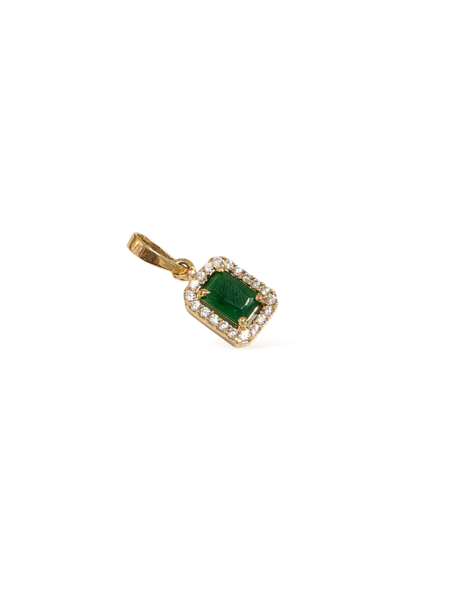 Juego zirconias corte esmeralda oro 10k