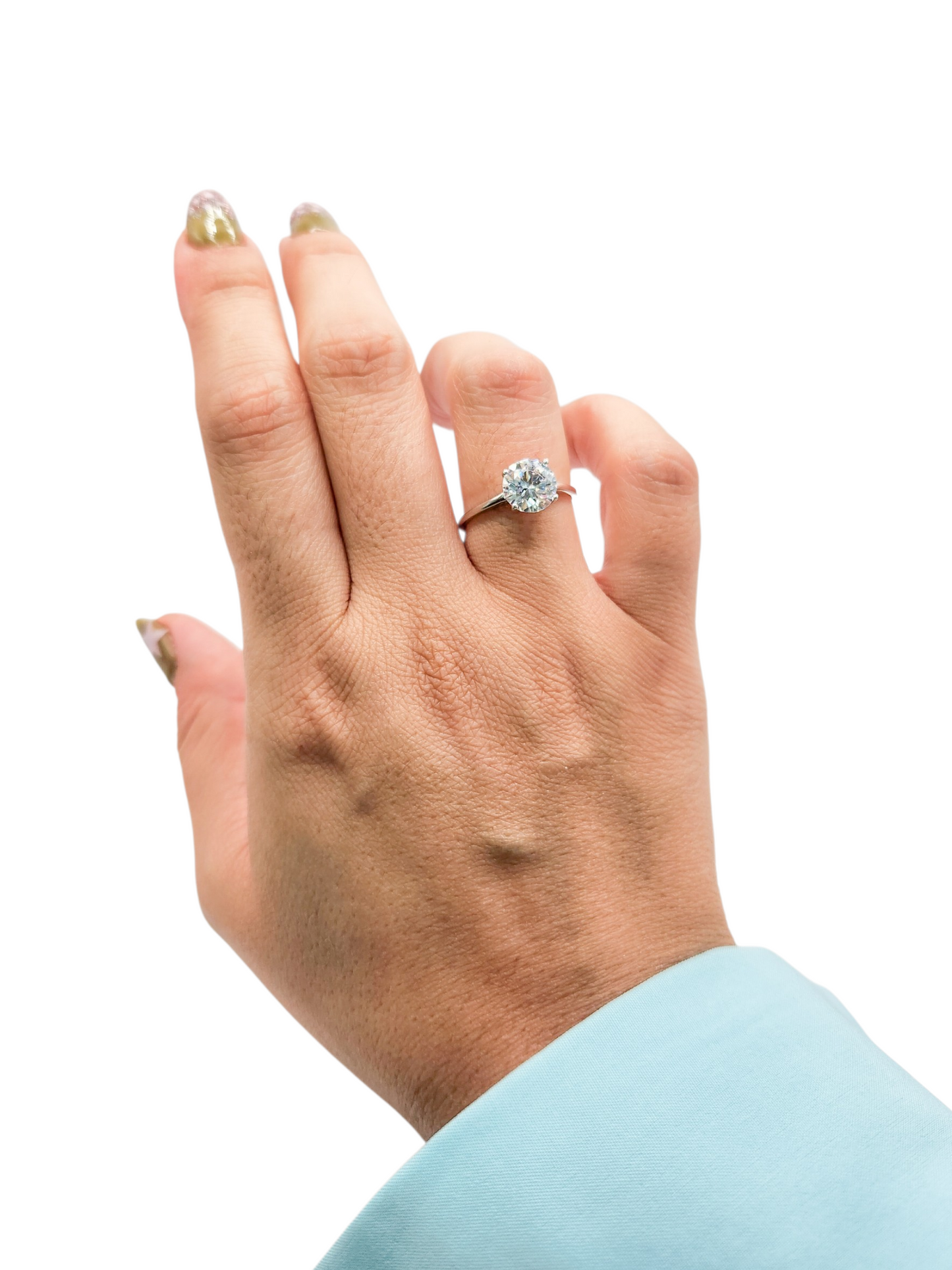 Anillo solitario con piedra Moissanita Plata 925