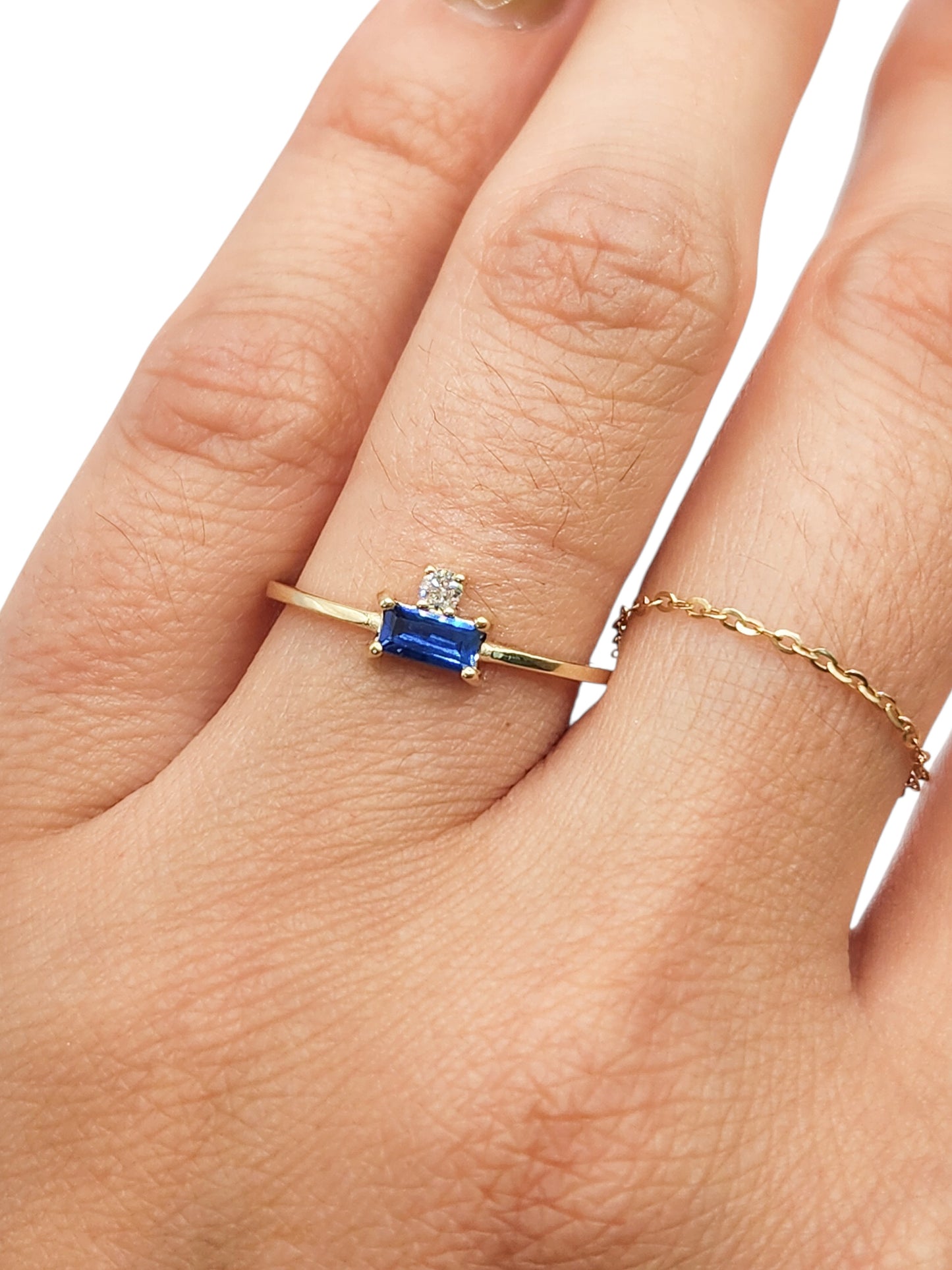 Anillos piedra natural zafiro y diamante natural oro 10k