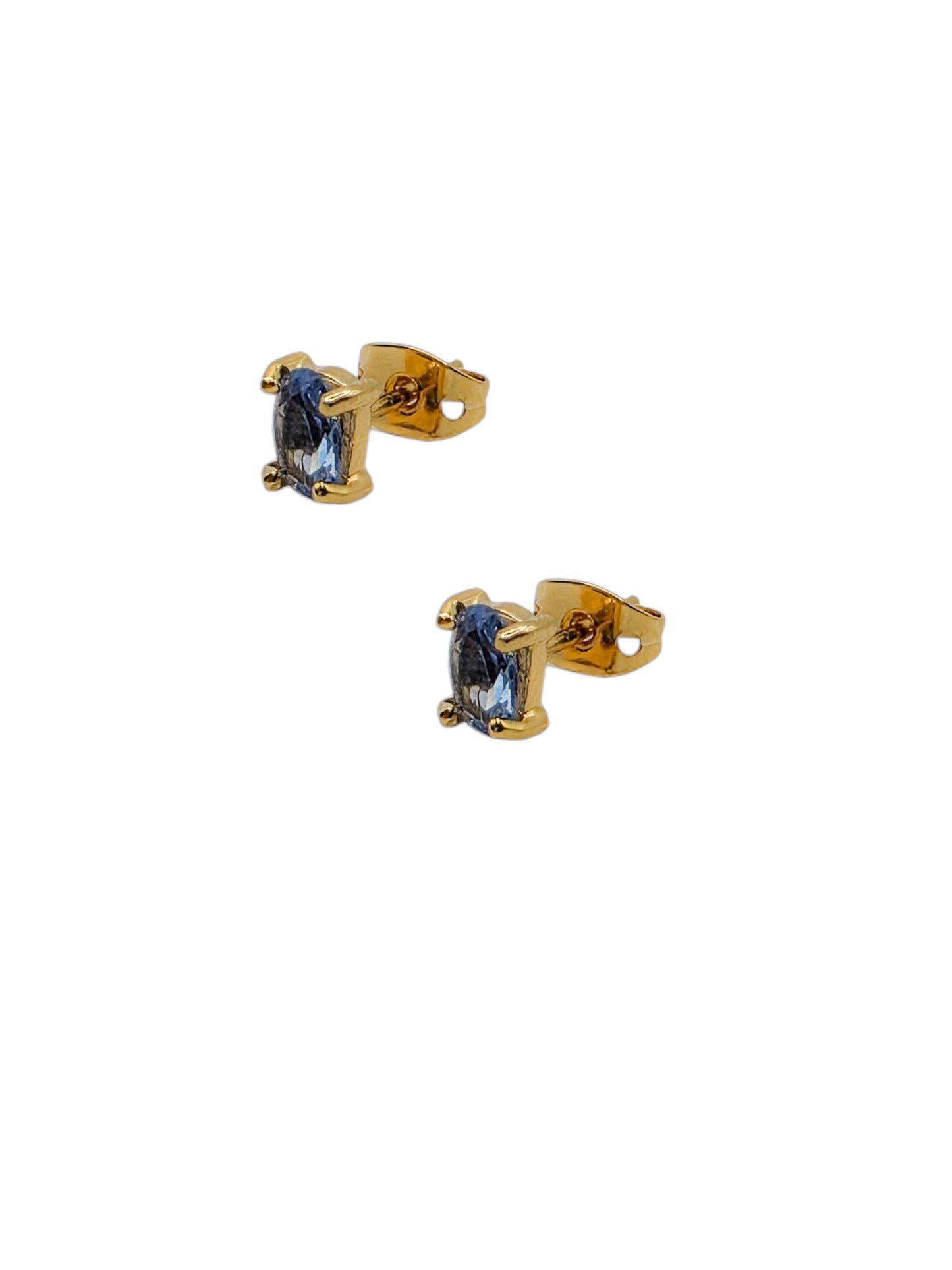 Par de Aretes broquel piedra natural Aguamarina plata 925