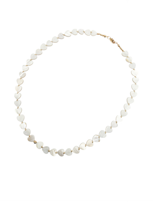 Collar de perlas y bimetal "corazón encontrado"