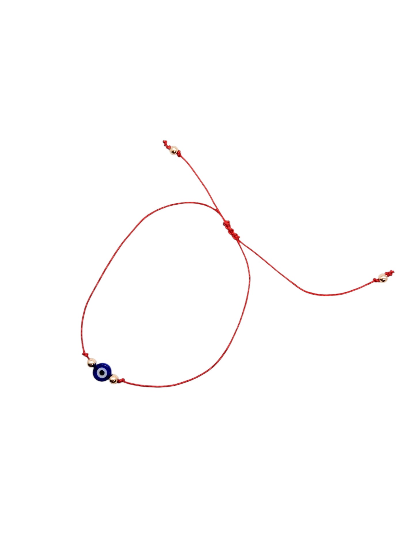 Pulsera de hilo rojo con ojito turco azul BIMETAL