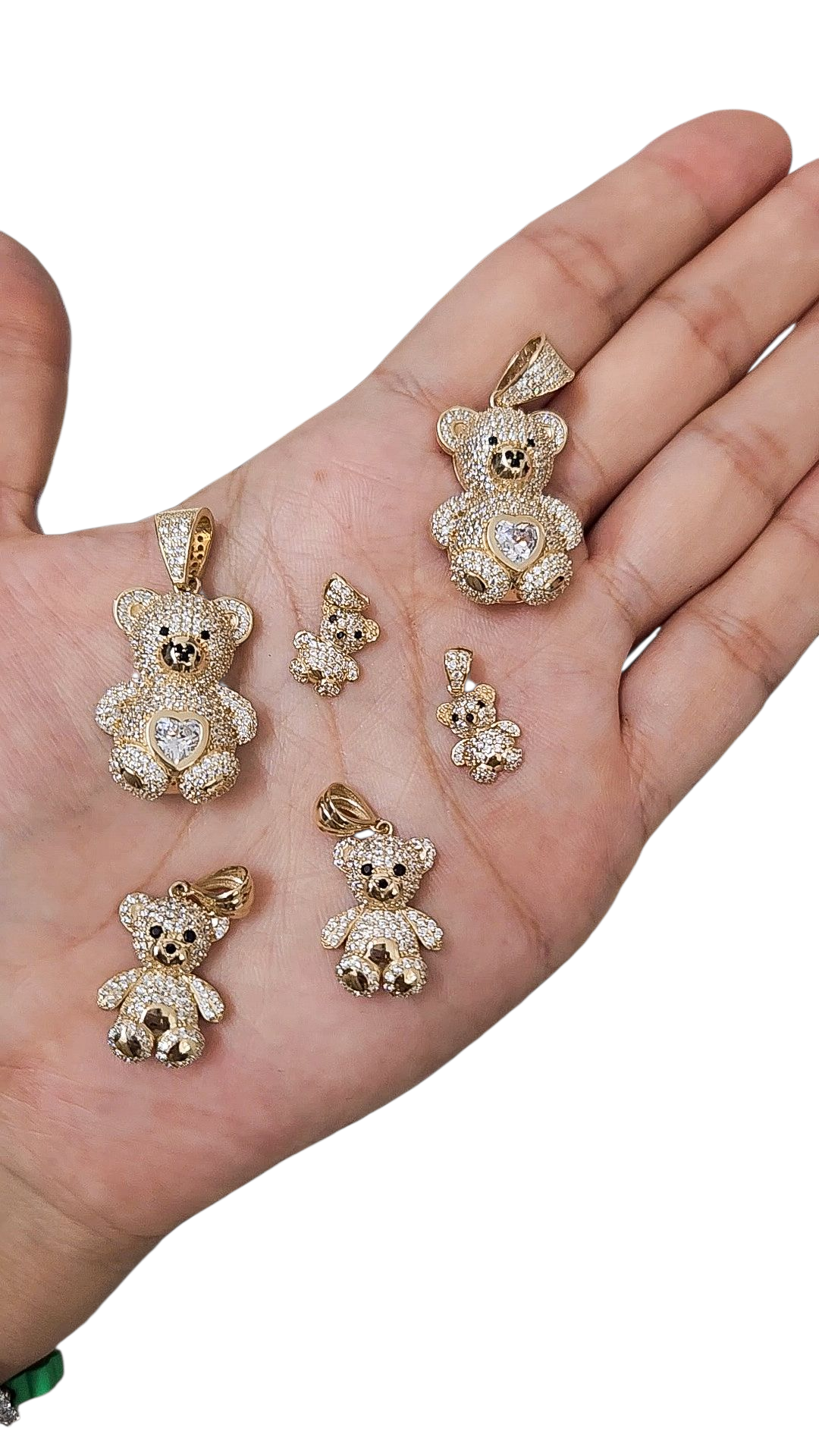 Dije oso completo con zirconias blancas 10k