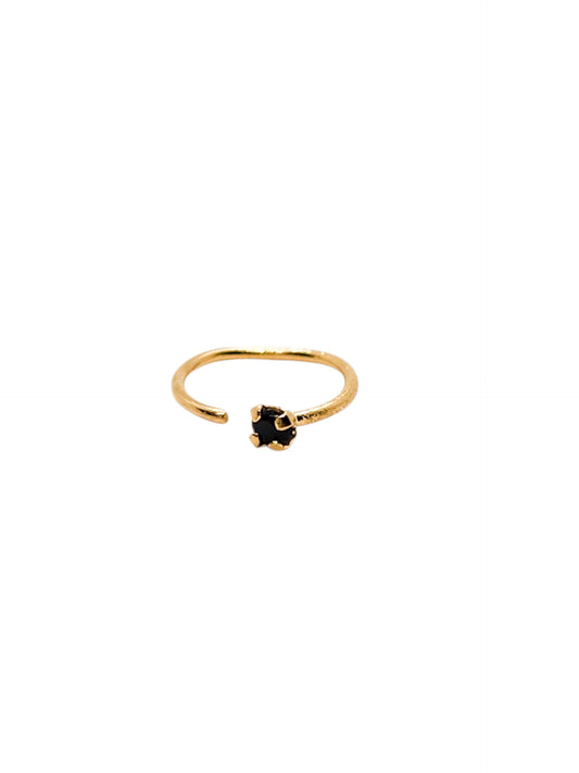 Pieza arete argolla piedra para nariz negro oro 10k DORADO