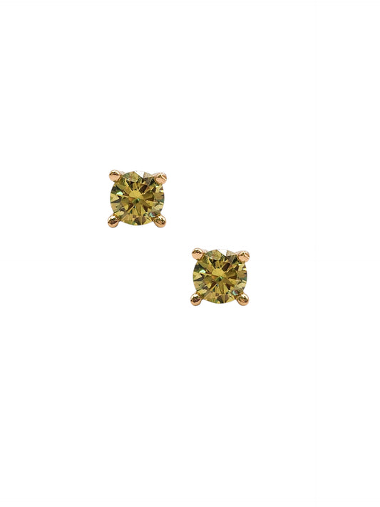 Aretes piedra natural peridoto plata 925 y baño de oro 5mm
