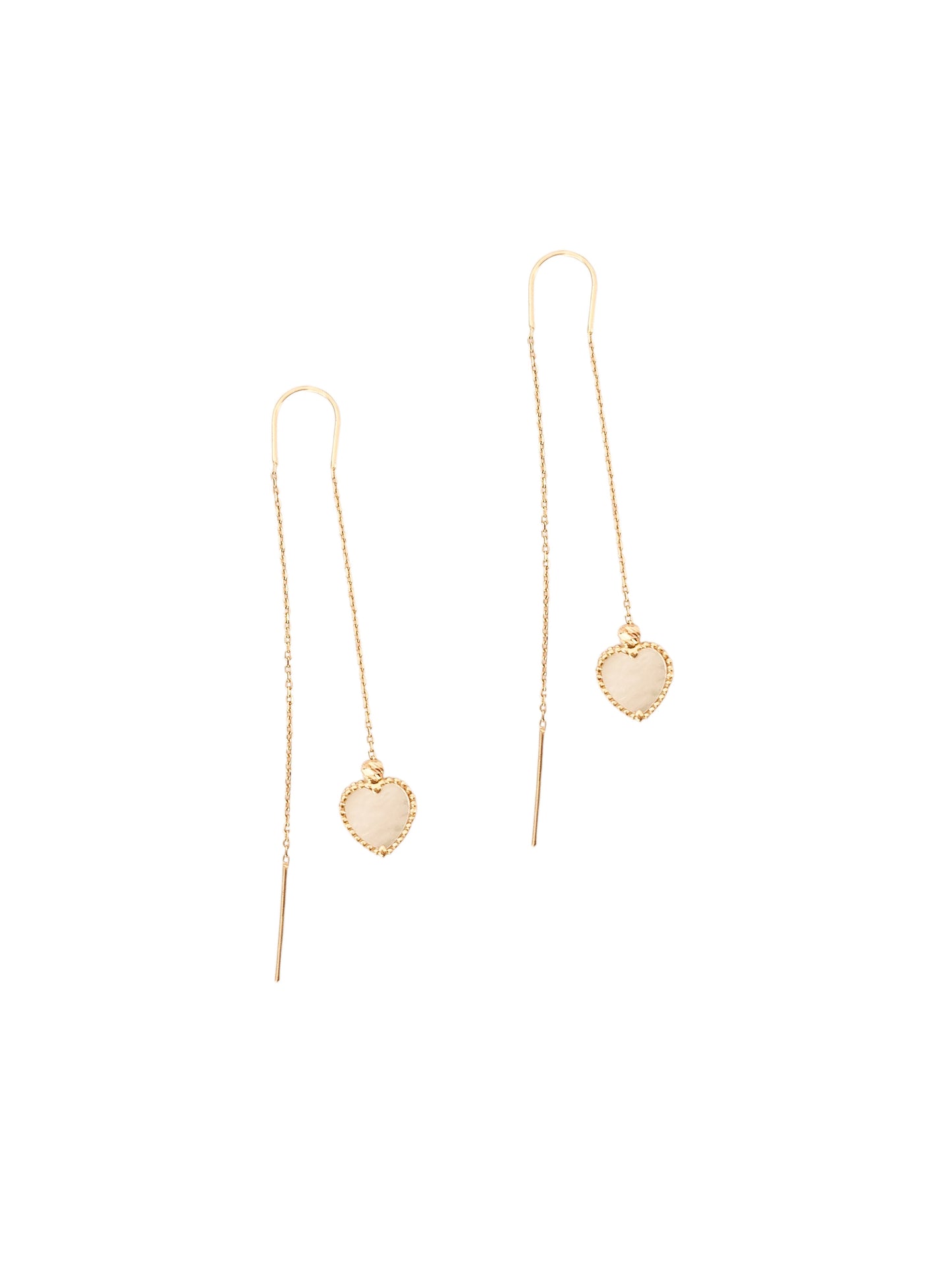 Par de arete colgante corazón madre perla oro 10k DORADO