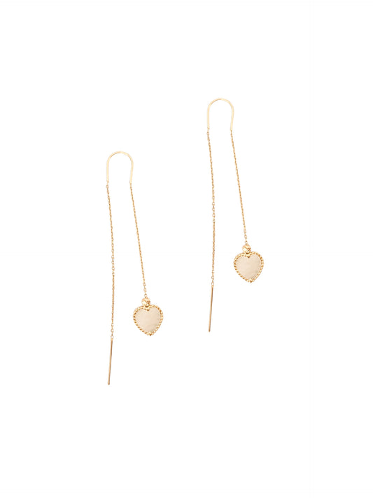 Par de arete colgante corazón madre perla oro 10k DORADO