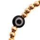 Pulsera ojo turco y bolitas BIMETAL (PLATA Y ORO)