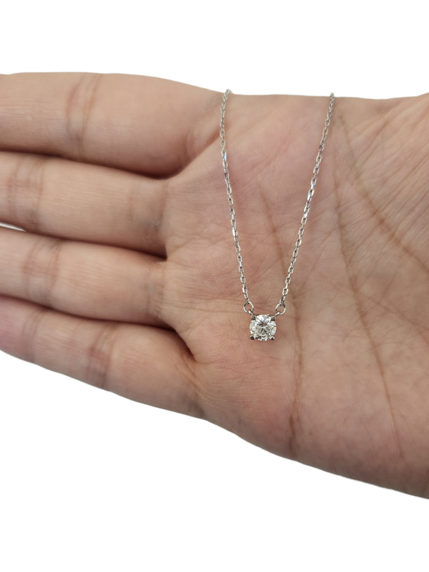 Gargantilla con piedra zirconia oro blanco 10k