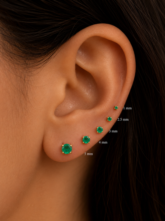 Aretes Esmeralda natural oro 10k
