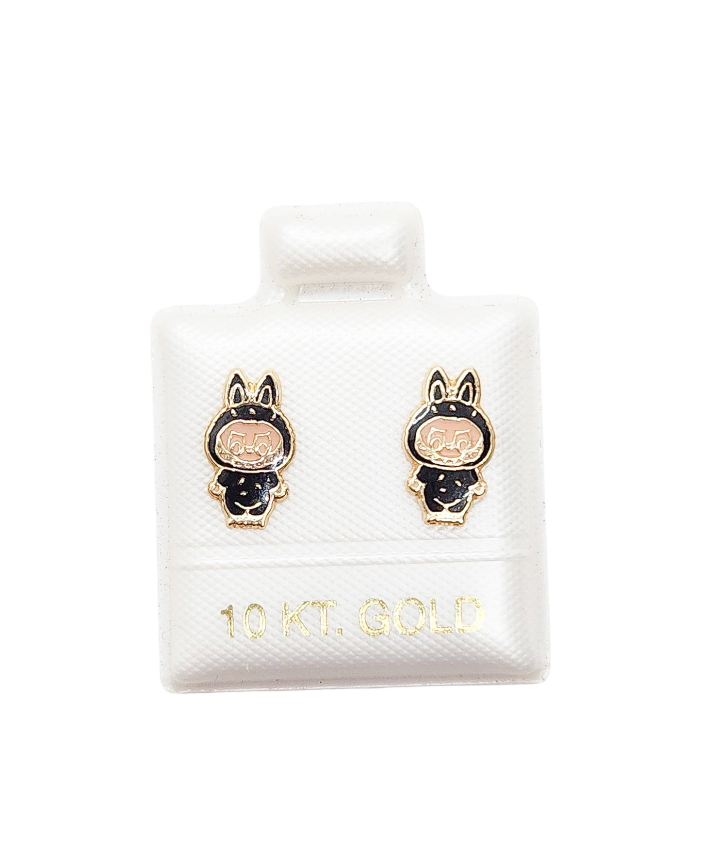 Par o Pieza de Broquel bubu negro esmalte oro 10k