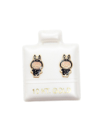Par o Pieza de Broquel bubu negro esmalte oro 10k