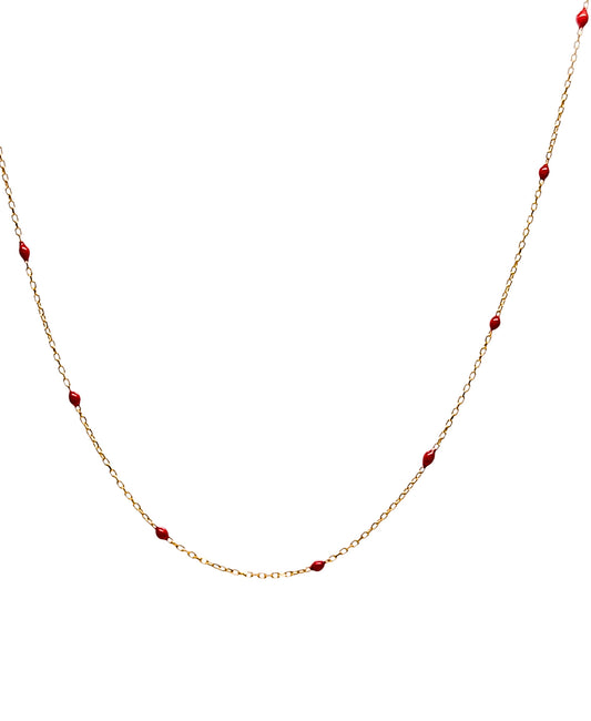 Gargantilla esmalte rojo oro 10k