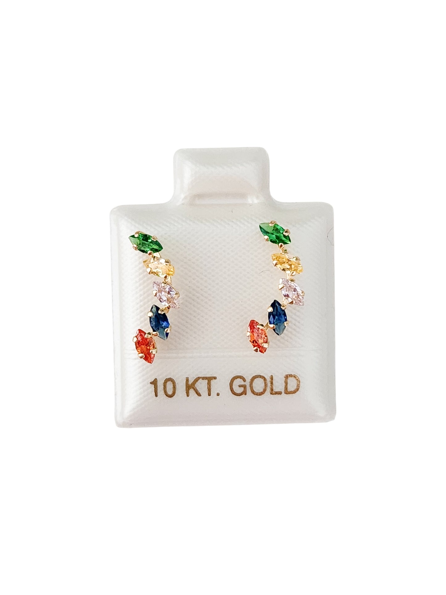 Par de Broquel curvo largo rainbow oro 10k