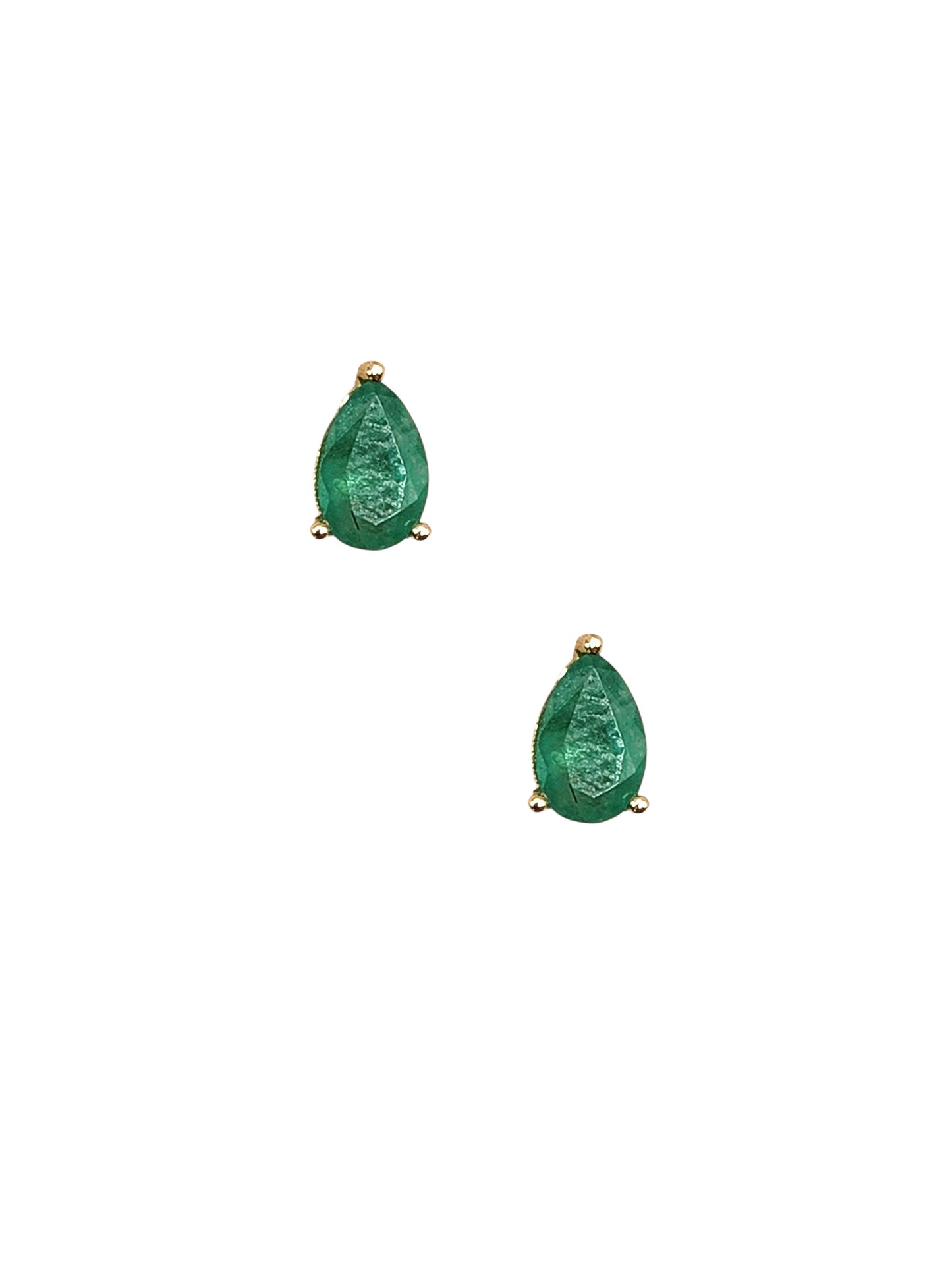 Aretes piedra natural esmeralda oro 10k