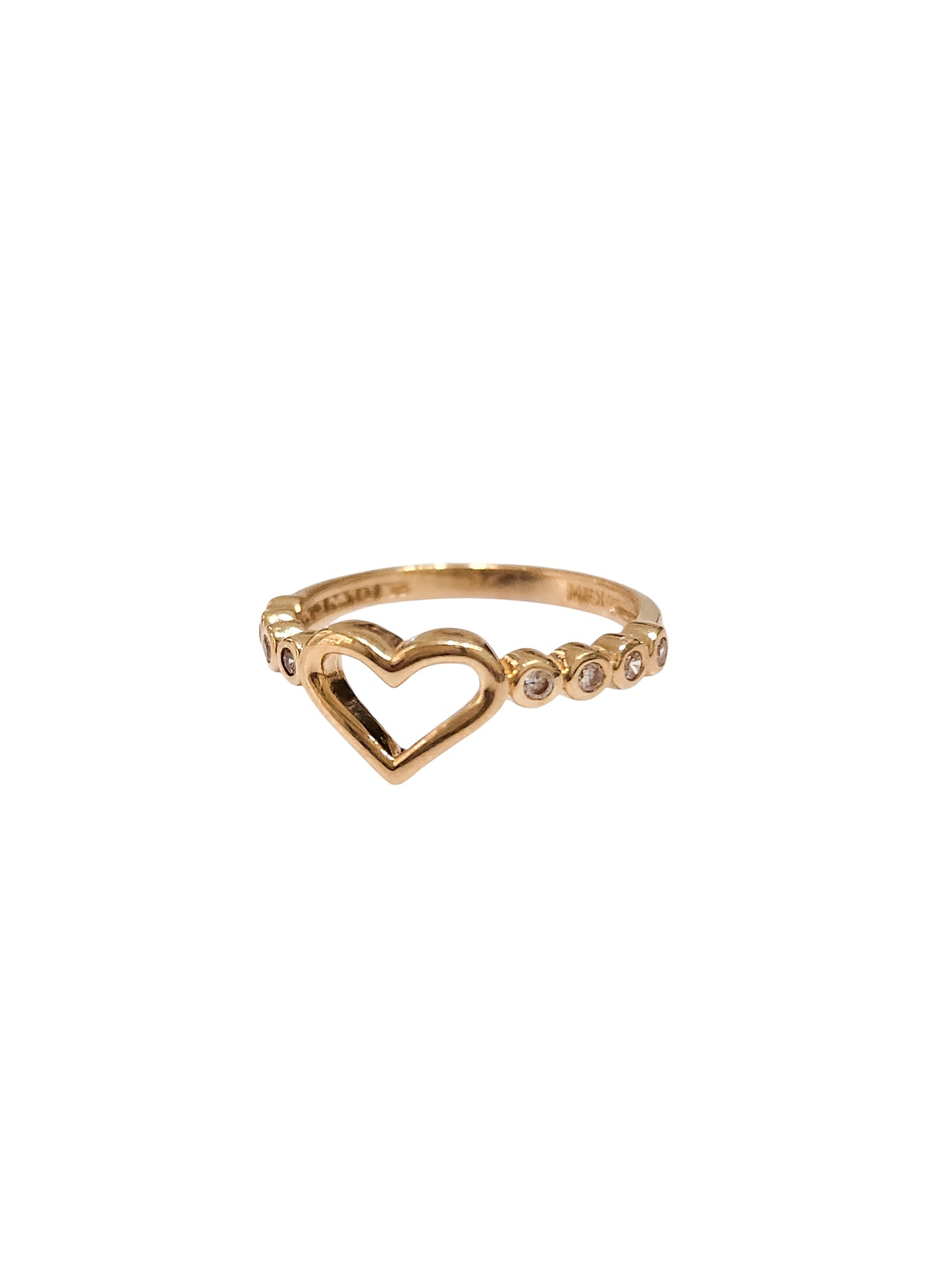 Anillo corazón con piedras oro 10k