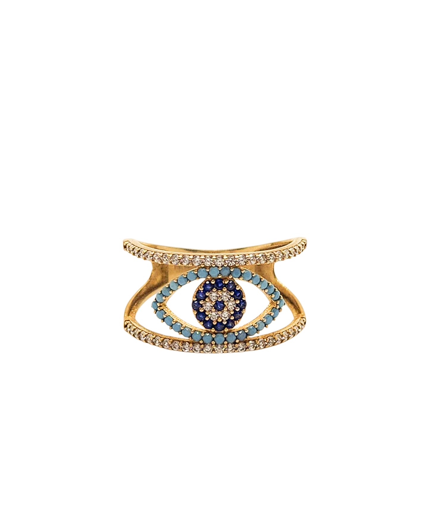 Anillo contorno ojo turco oro 10k